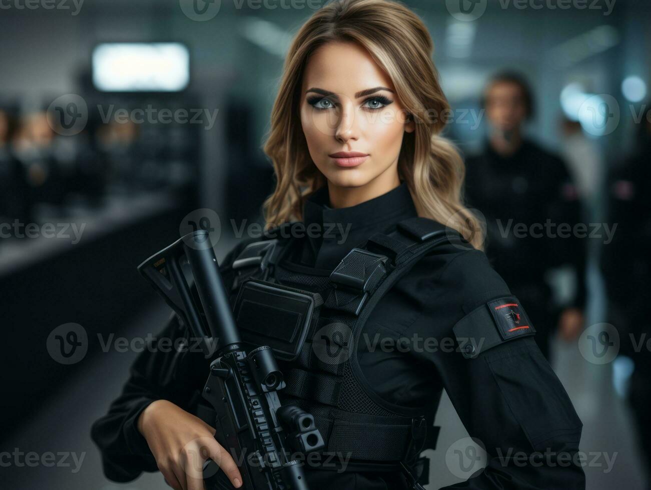 mulher serve Como uma dedicada e destemido soldado ai generativo foto