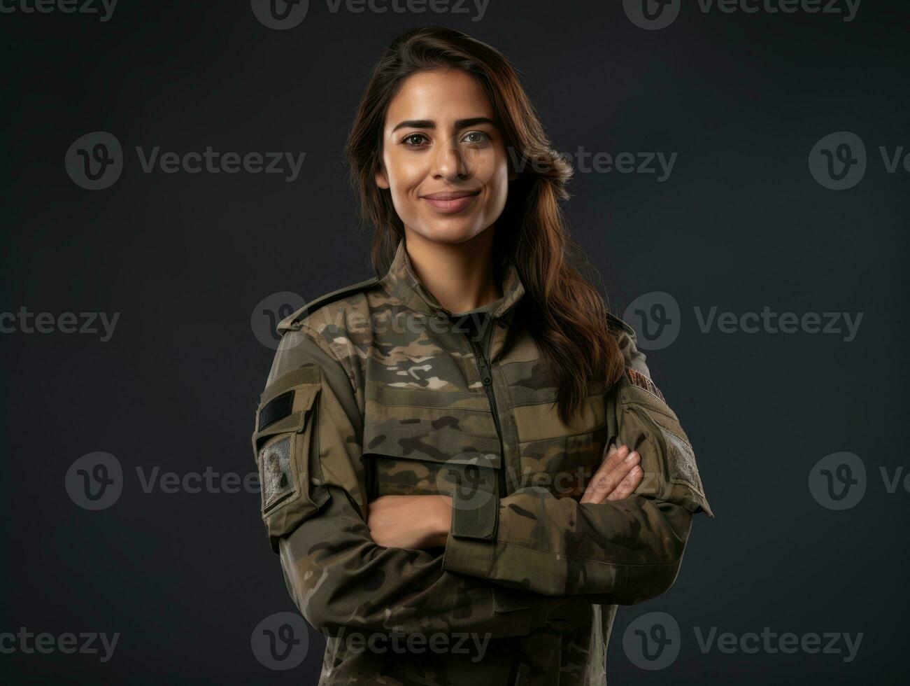 mulher serve Como uma dedicada e destemido soldado ai generativo foto