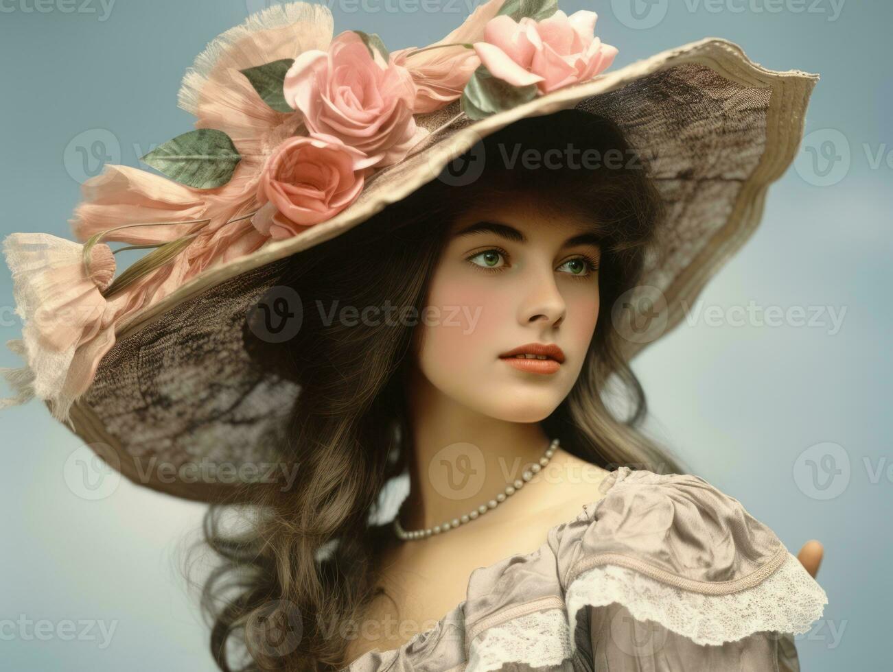 a colori velho fotografia do uma mulher a partir de a cedo 1900 ai generativo foto