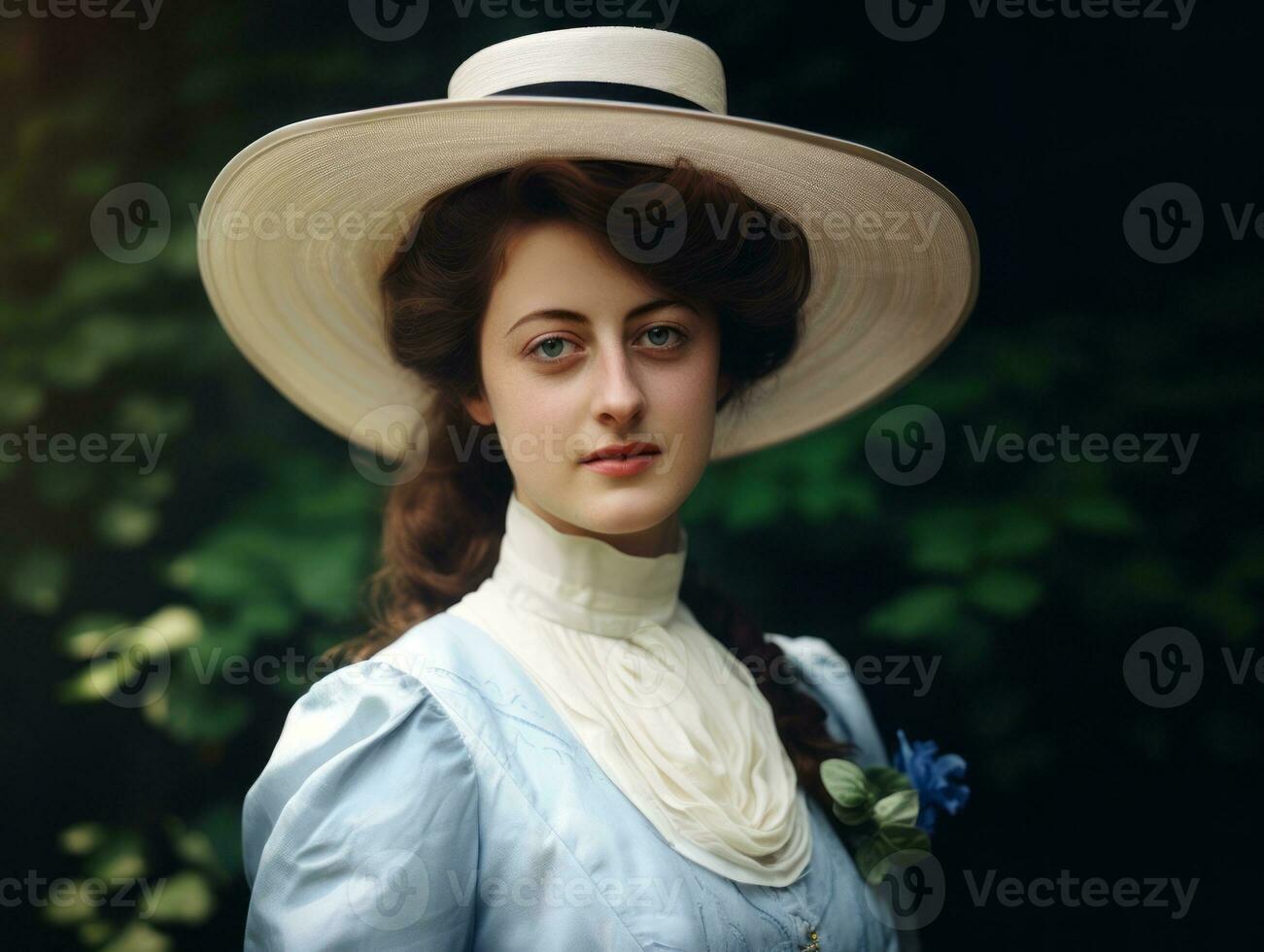 a colori velho fotografia do uma mulher a partir de a cedo 1900 ai generativo foto