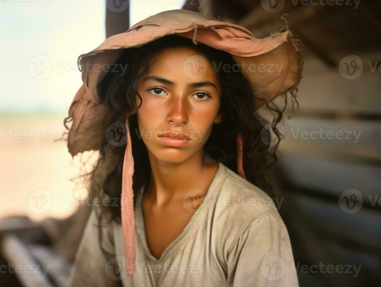 a colori velho fotografia do uma mulher a partir de a cedo 1900 ai generativo foto