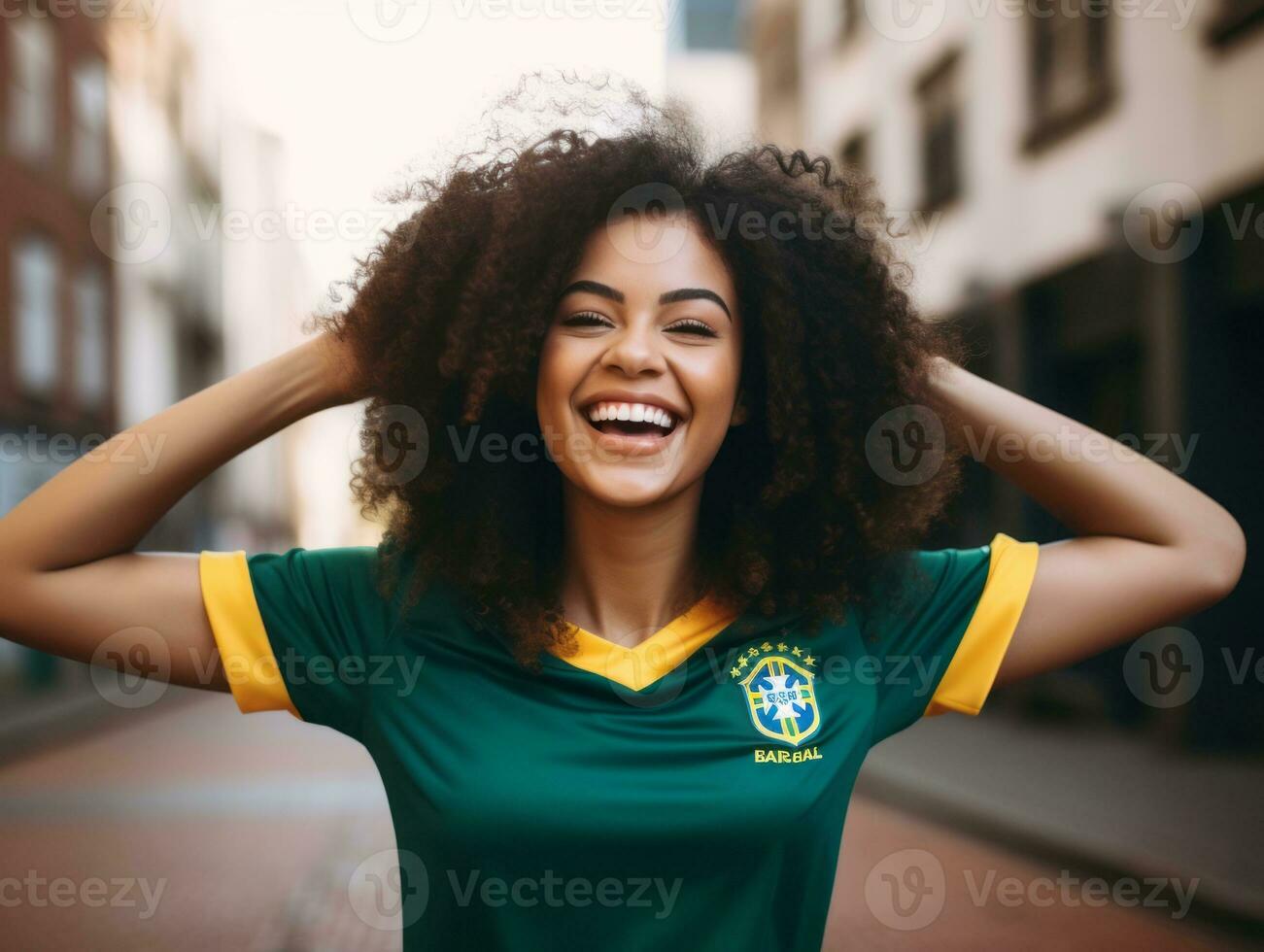 brasileiro mulher comemora dele futebol equipes vitória ai generativo foto