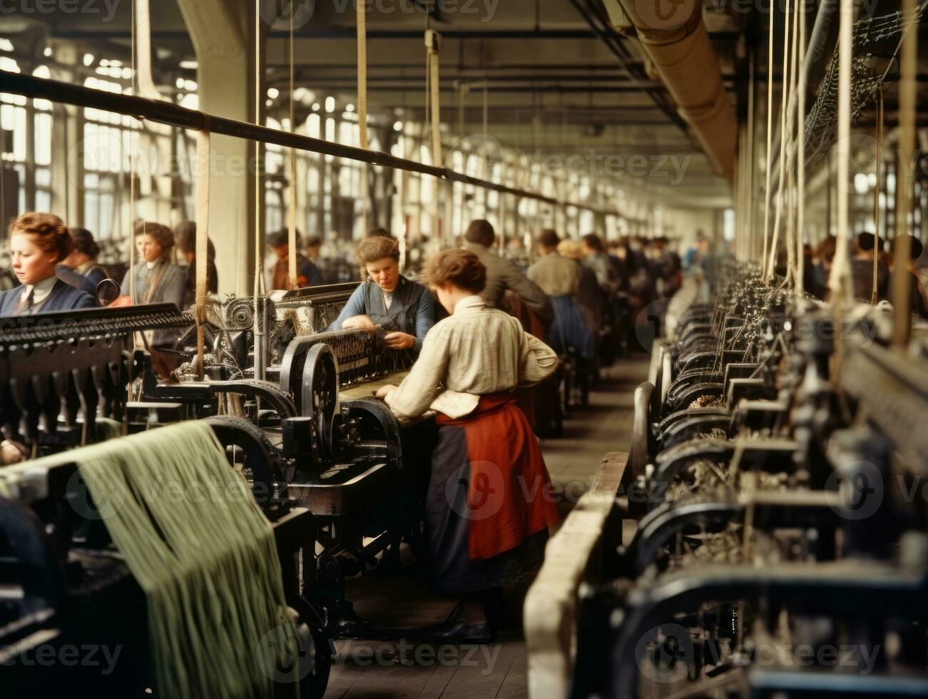 histórico colori foto do uma mulher diariamente trabalhos dentro a passado ai generativo