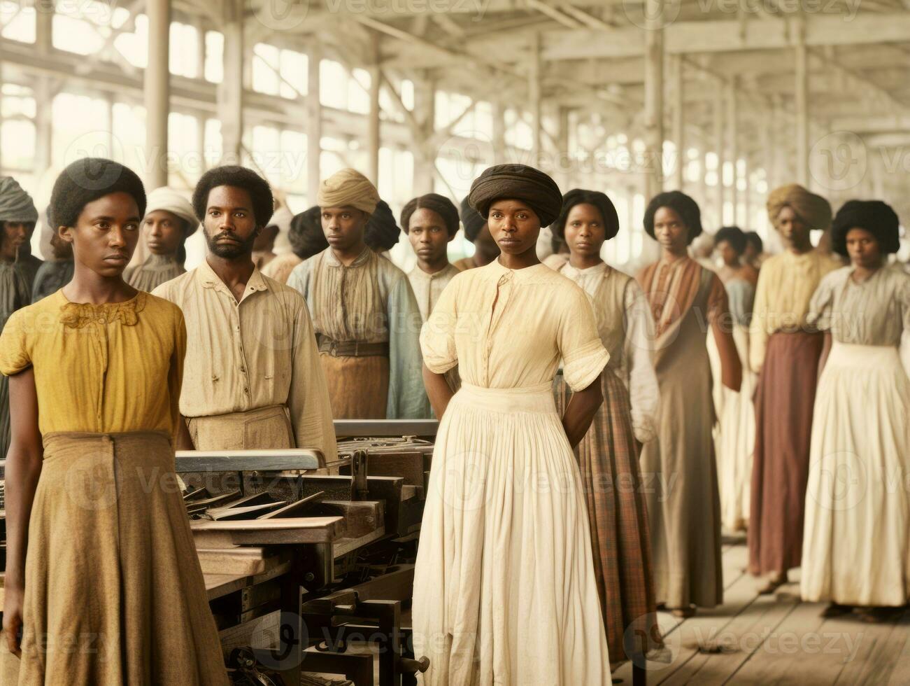 histórico colori foto do uma mulher diariamente trabalhos dentro a passado ai generativo