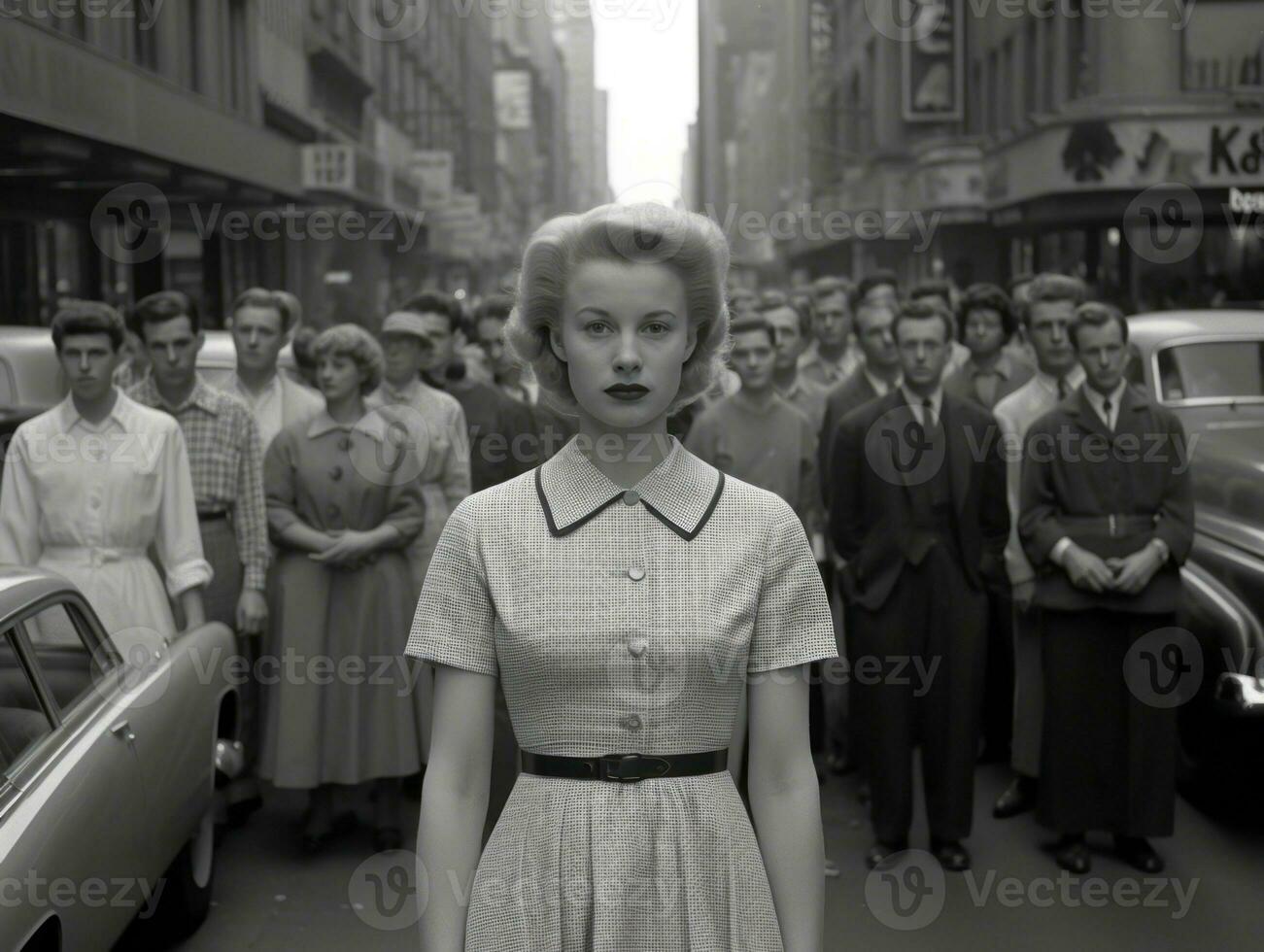 histórico colori foto do uma mulher conduzindo uma protesto ai generativo