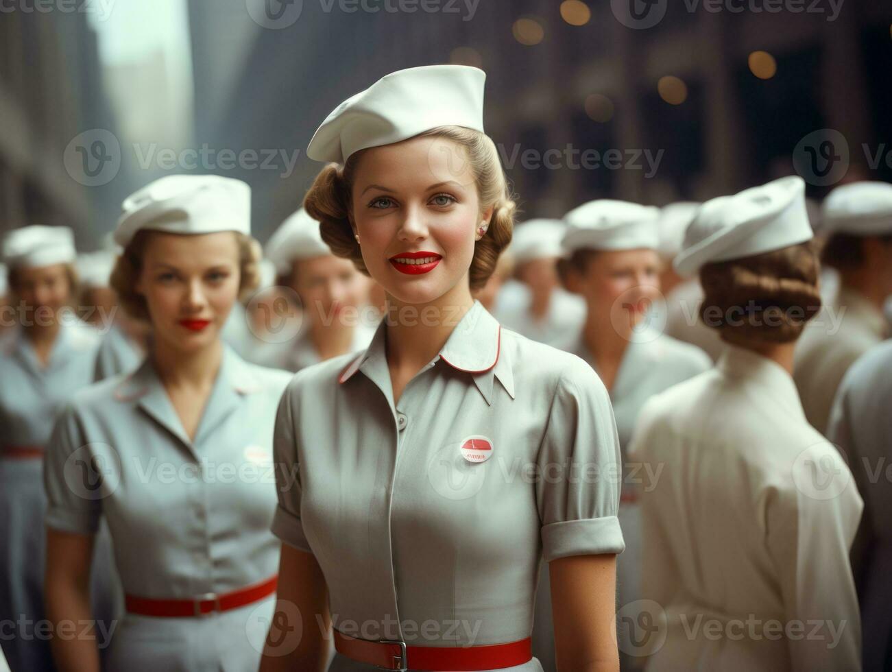 histórico colori foto do uma mulher conduzindo uma protesto ai generativo