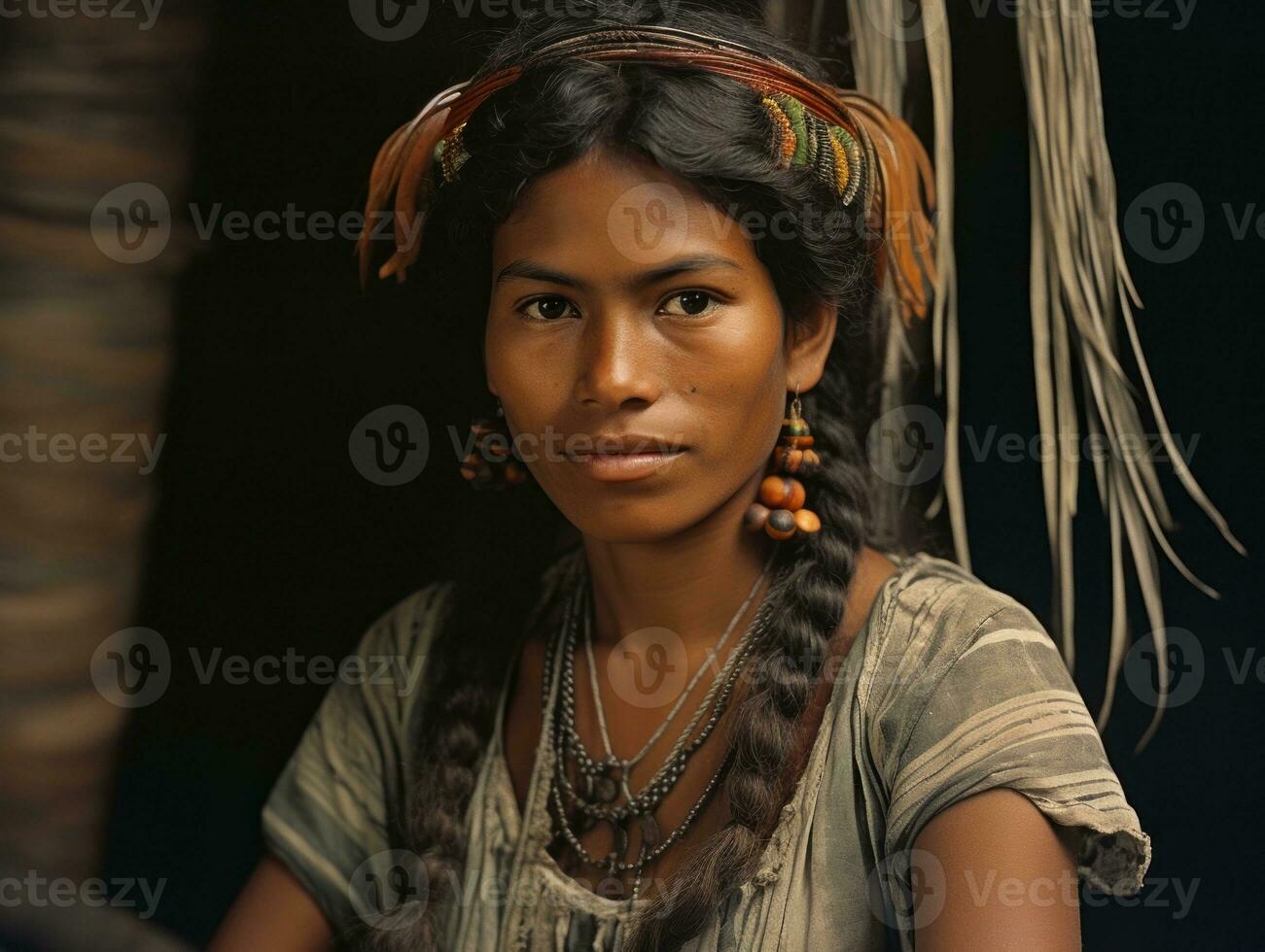 velho colori fotografia do uma brasileiro mulher a partir de a cedo 1900 ai generativo foto