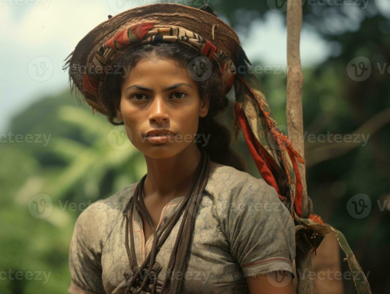 velho colori fotografia do uma brasileiro mulher a partir de a cedo 1900 ai generativo foto