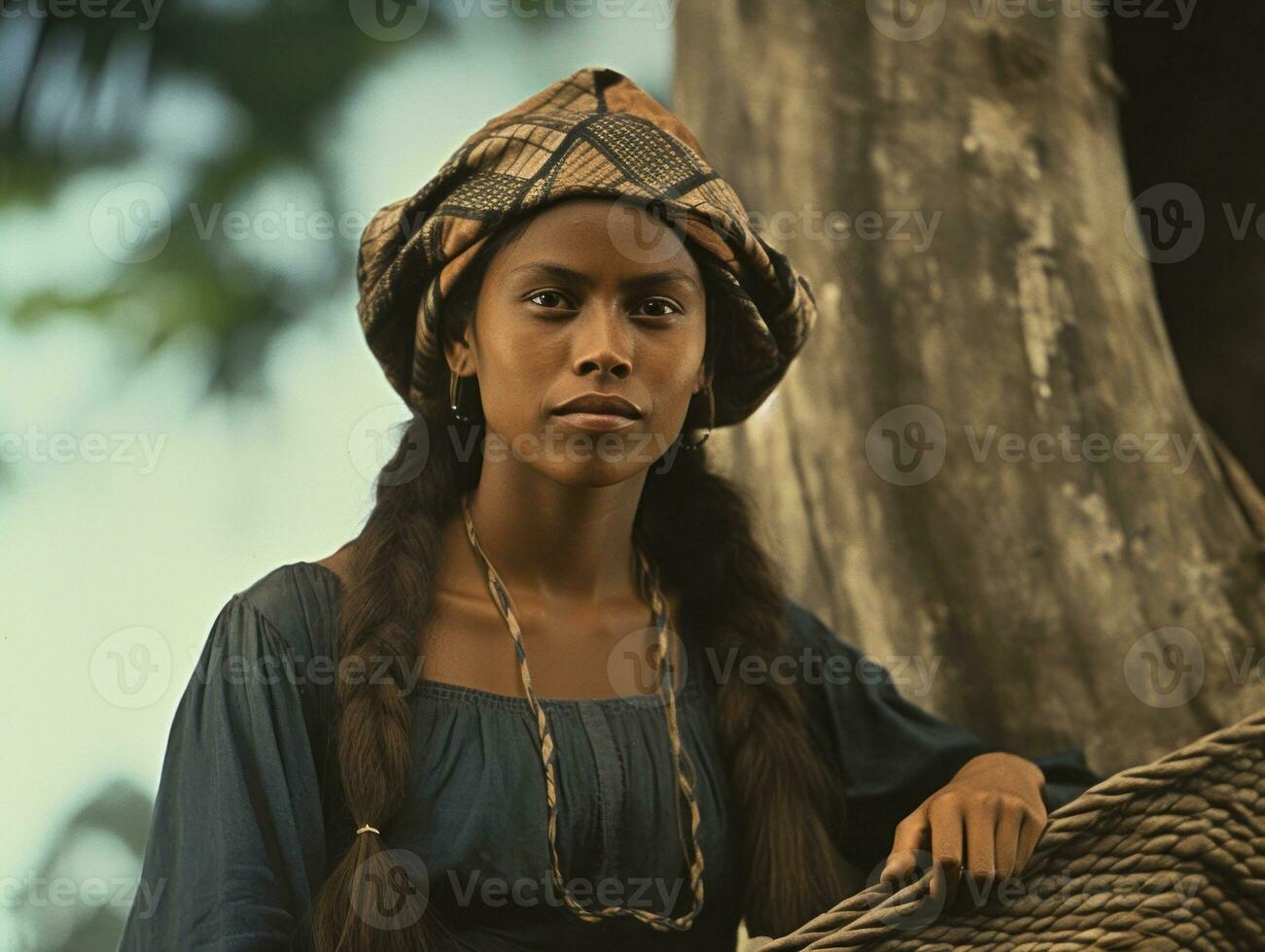 velho colori fotografia do uma brasileiro mulher a partir de a cedo 1900 ai generativo foto