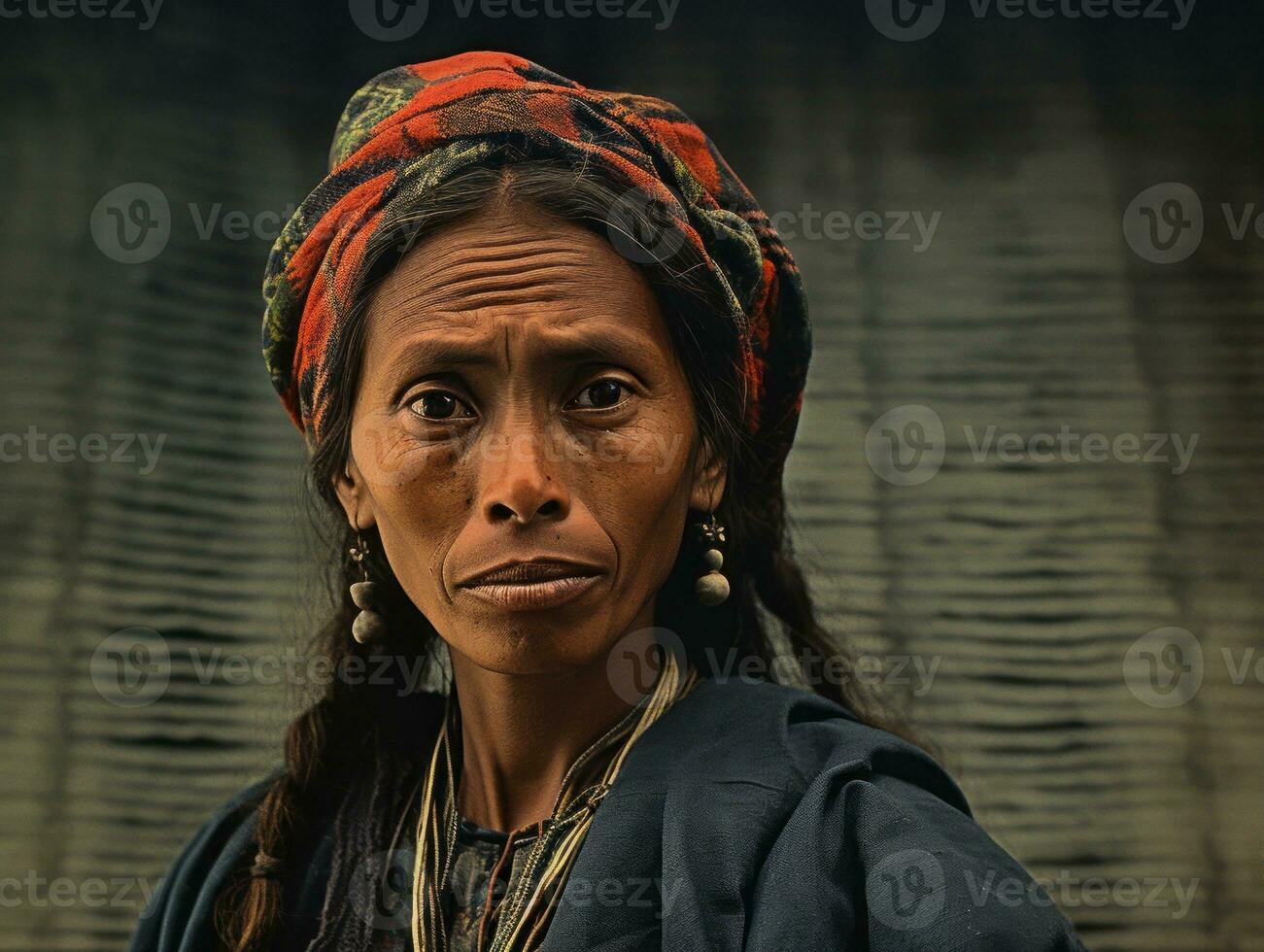 velho colori fotografia do uma brasileiro mulher a partir de a cedo 1900 ai generativo foto