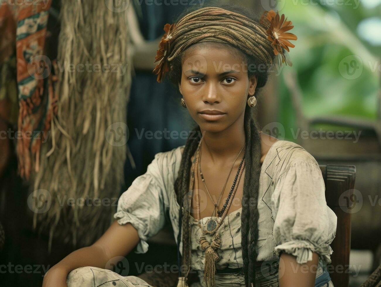 velho colori fotografia do uma brasileiro mulher a partir de a cedo 1900 ai generativo foto