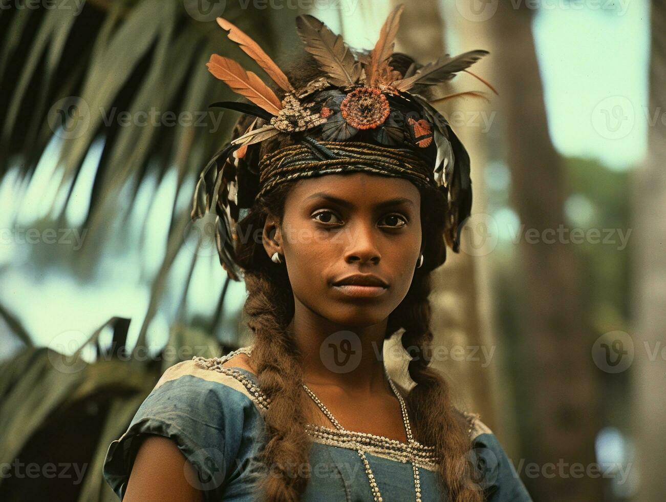 velho colori fotografia do uma brasileiro mulher a partir de a cedo 1900 ai generativo foto