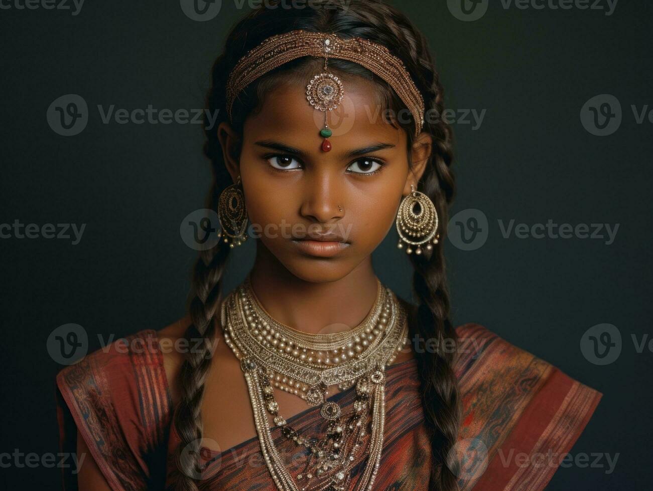 velho colori fotografia do uma indiano mulher a partir de a cedo 1900 ai generativo foto