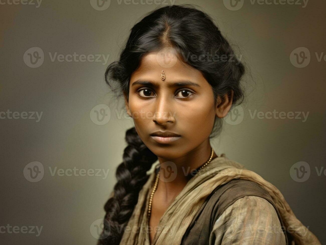 velho colori fotografia do uma indiano mulher a partir de a cedo 1900 ai generativo foto