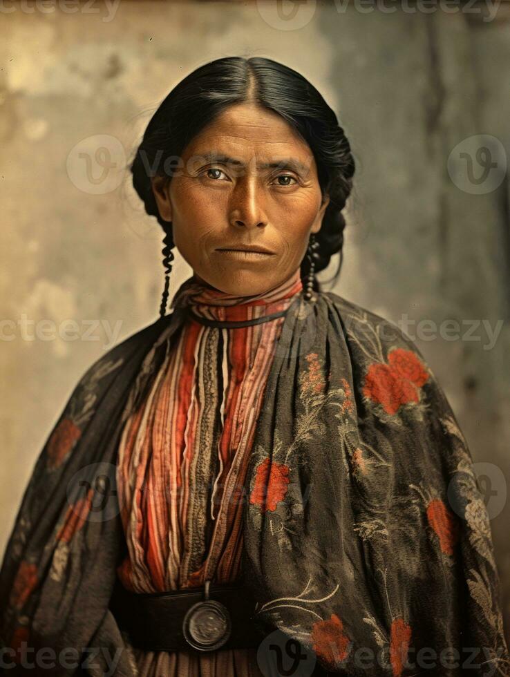 velho colori fotografia do uma mexicano mulher a partir de a cedo 1900 ai generativo foto