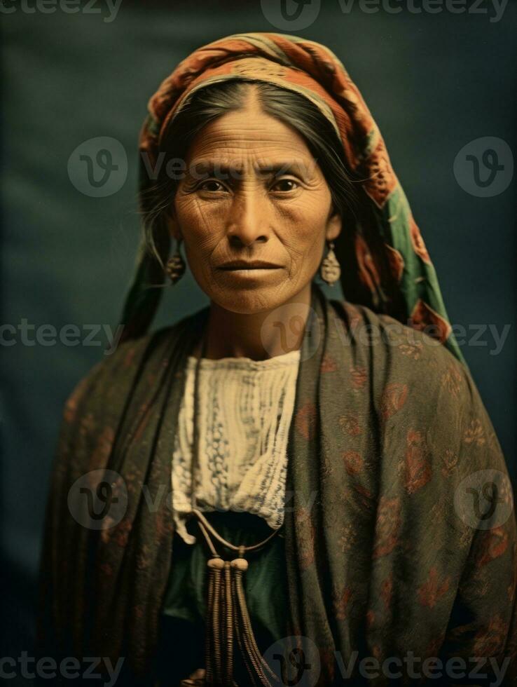 velho colori fotografia do uma mexicano mulher a partir de a cedo 1900 ai generativo foto