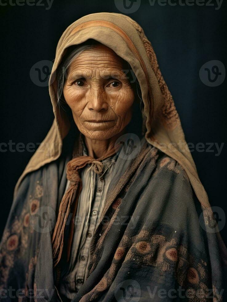 velho colori fotografia do uma mexicano mulher a partir de a cedo 1900 ai generativo foto