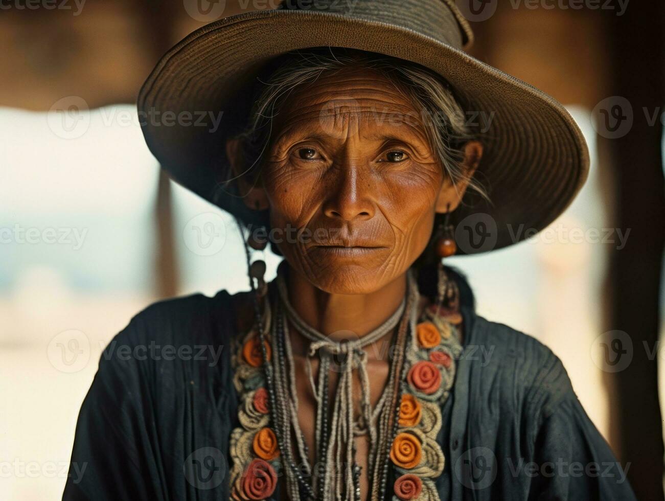 velho colori fotografia do uma mexicano mulher a partir de a cedo 1900 ai generativo foto