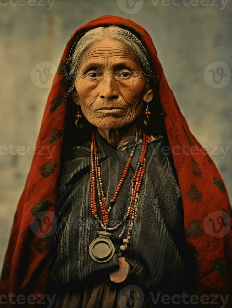 velho colori fotografia do uma mexicano mulher a partir de a cedo 1900 ai generativo foto