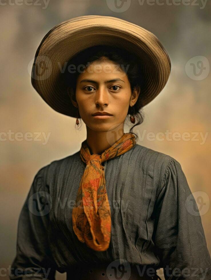 velho colori fotografia do uma mexicano mulher a partir de a cedo 1900 ai generativo foto