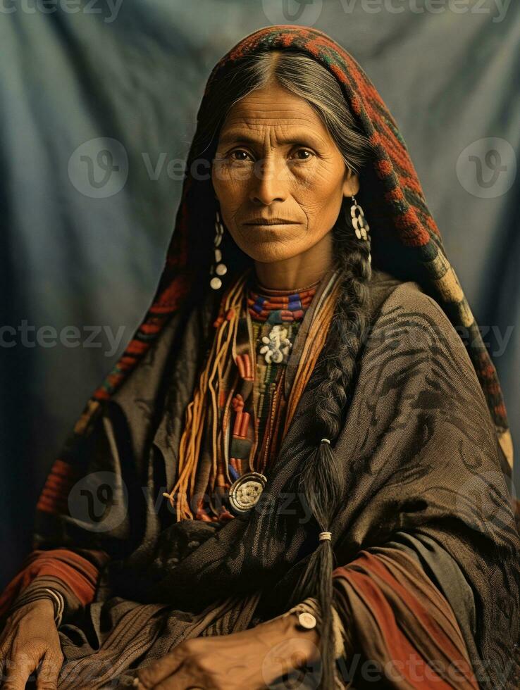 velho colori fotografia do uma mexicano mulher a partir de a cedo 1900 ai generativo foto