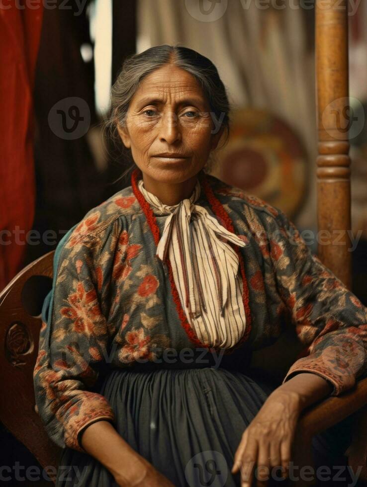 velho colori fotografia do uma mexicano mulher a partir de a cedo 1900 ai generativo foto