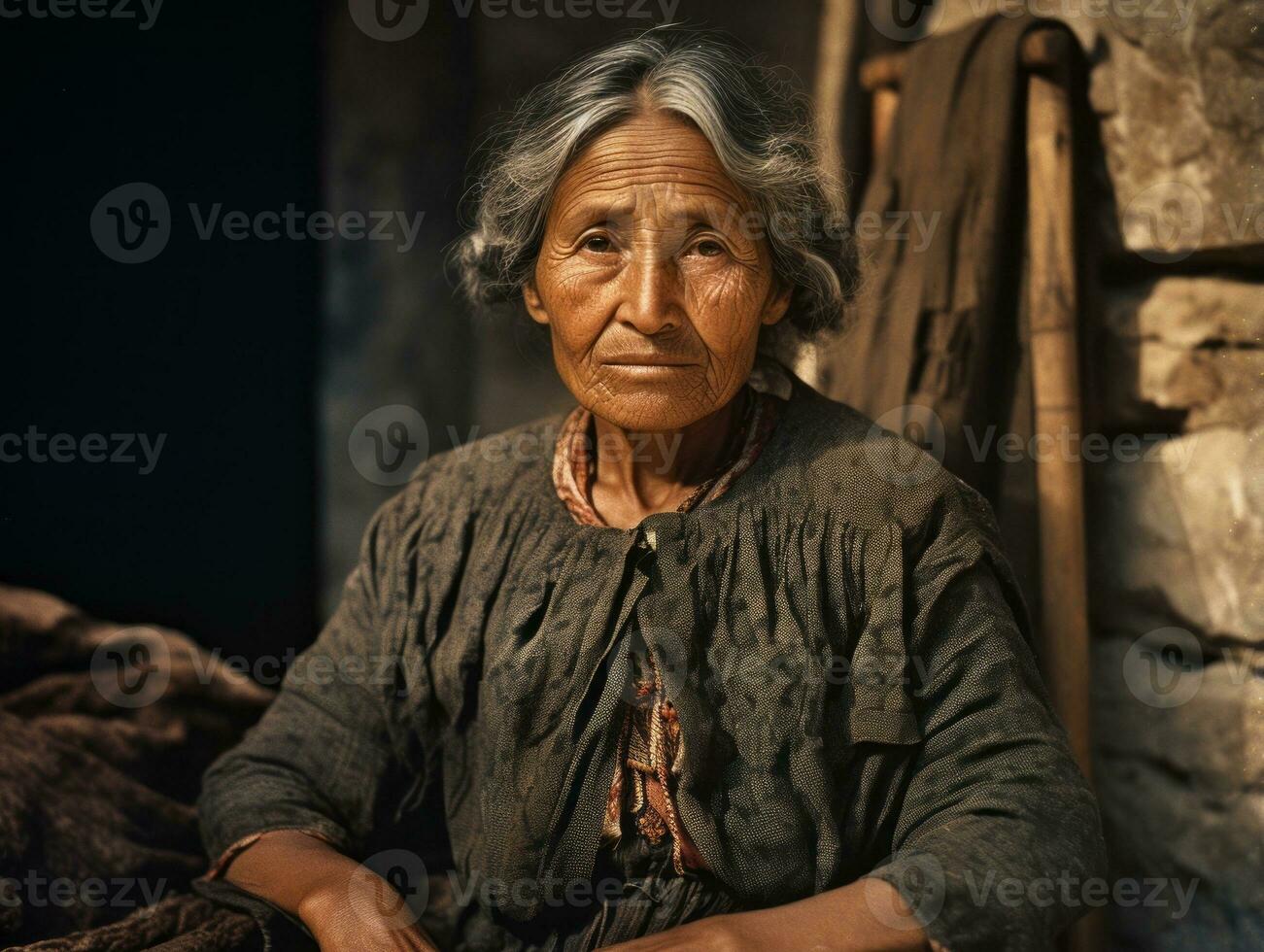 velho colori fotografia do uma mexicano mulher a partir de a cedo 1900 ai generativo foto