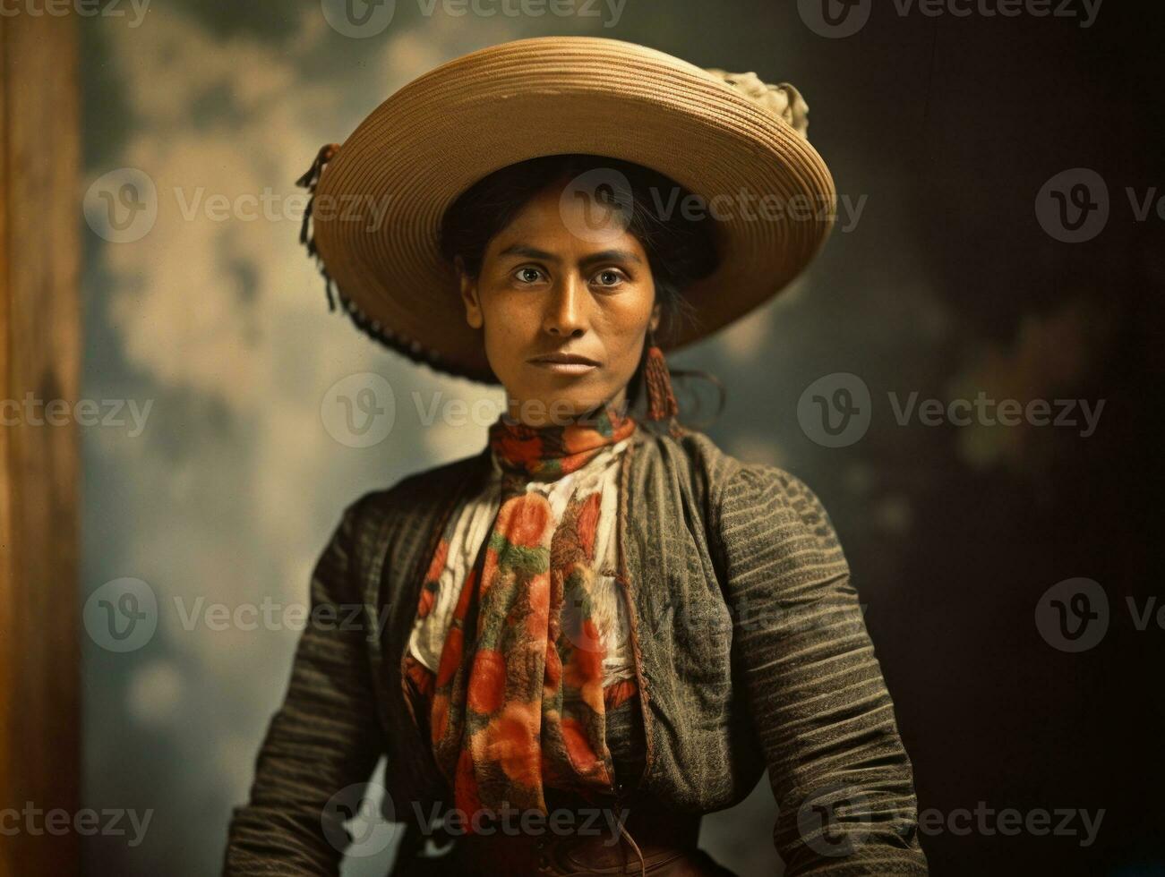 velho colori fotografia do uma mexicano mulher a partir de a cedo 1900 ai generativo foto