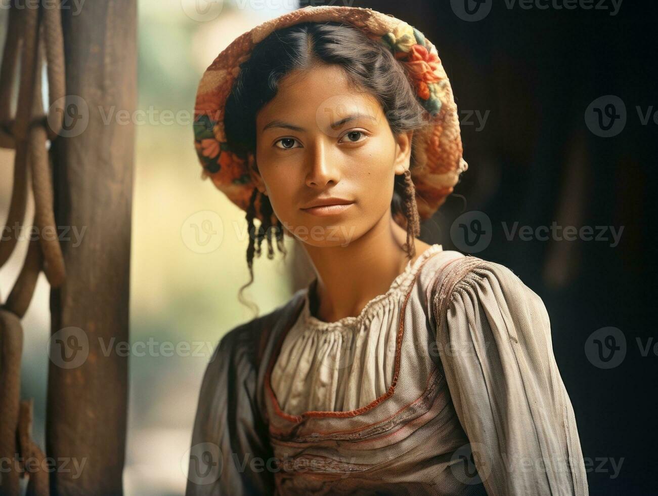 velho colori fotografia do uma mexicano mulher a partir de a cedo 1900 ai generativo foto