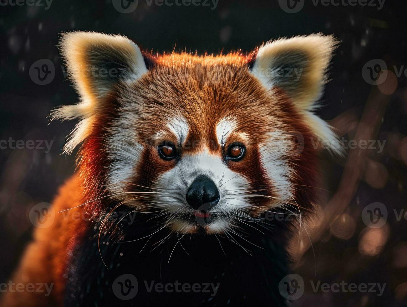 vermelho panda retrato criada com generativo ai tecnologia foto