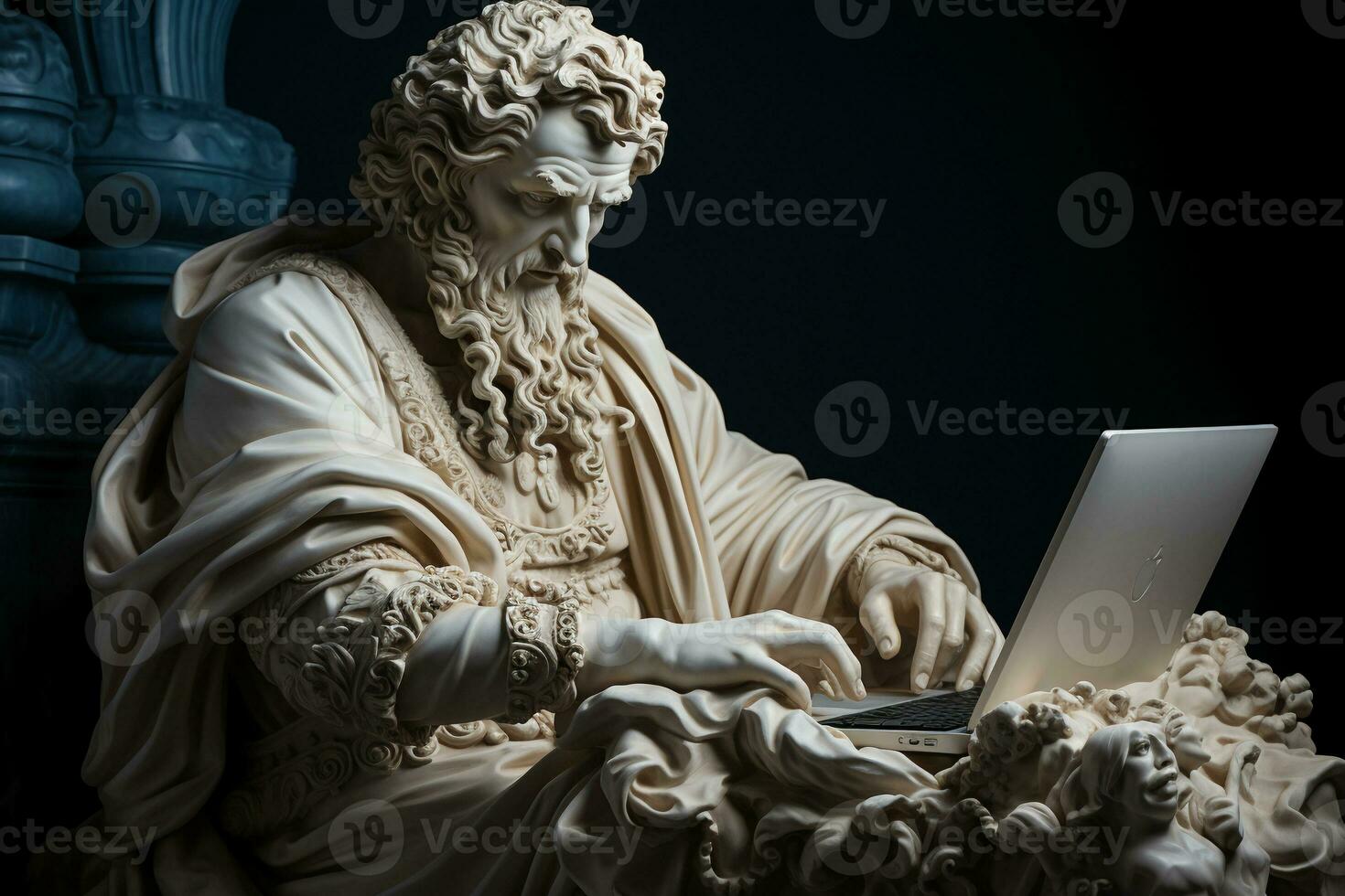 grego estátua do a imperador com carregando uma caderno às dele lado. ai generativo foto