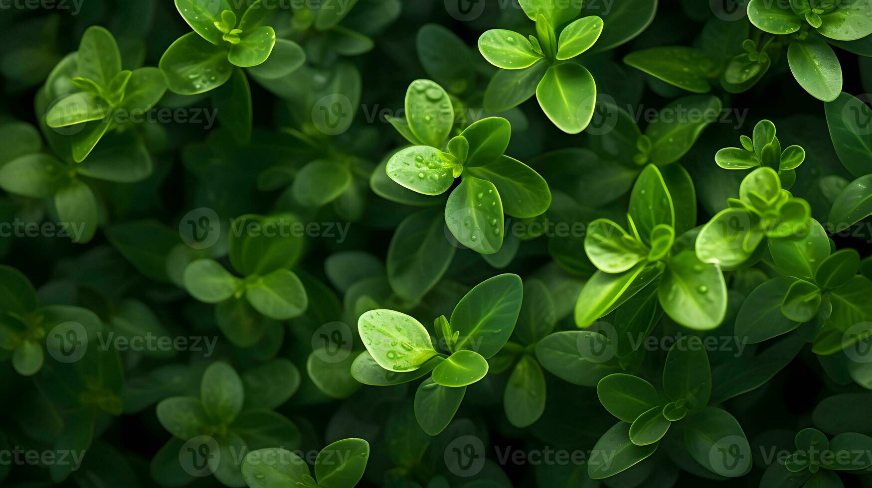 micro fotografia - pequeno verde folhas, gerado ai tiro foto