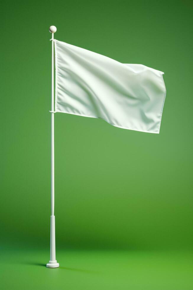 branco bandeira marcação curso do internacional comício isolado em uma musgo verde gradiente fundo foto