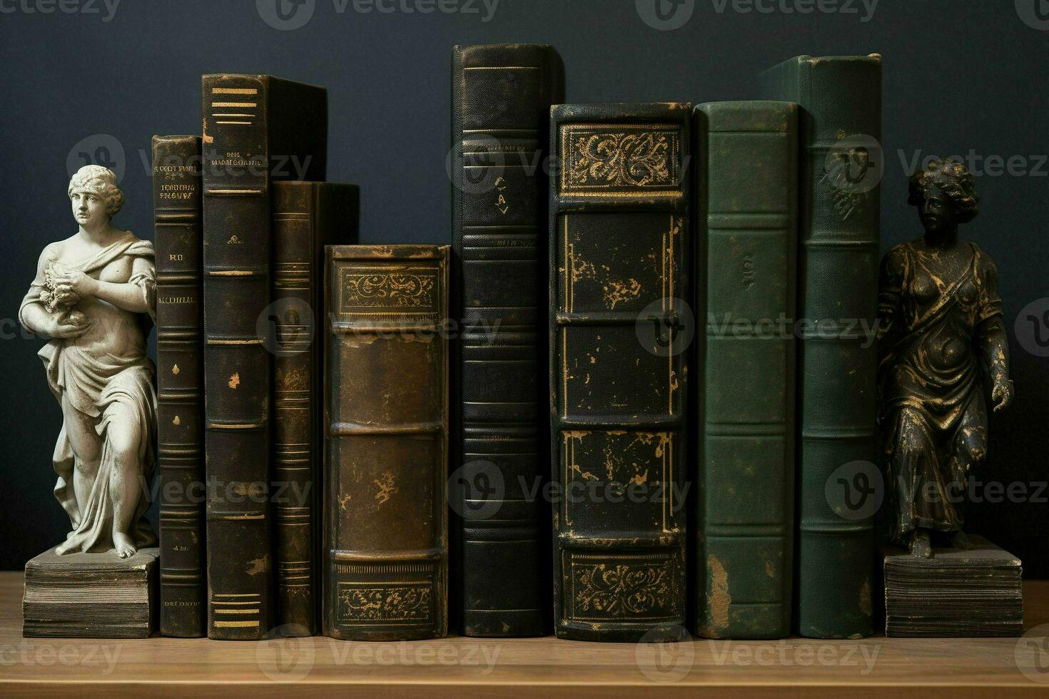 academia vintage biblioteca grego escultura velho livros.generativos ai foto