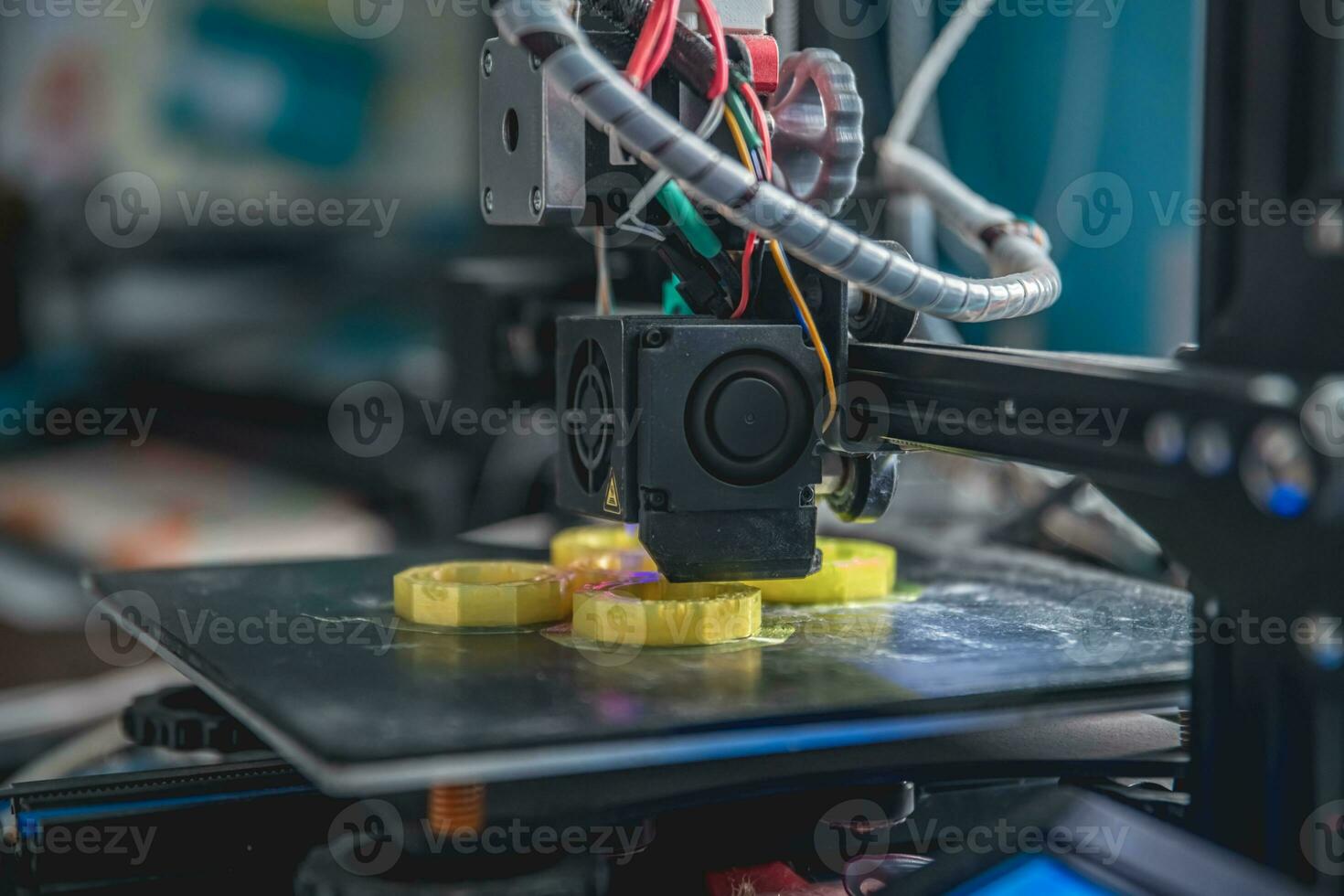 3d impressora impressões uma modelo fez do amarelo plástico foto