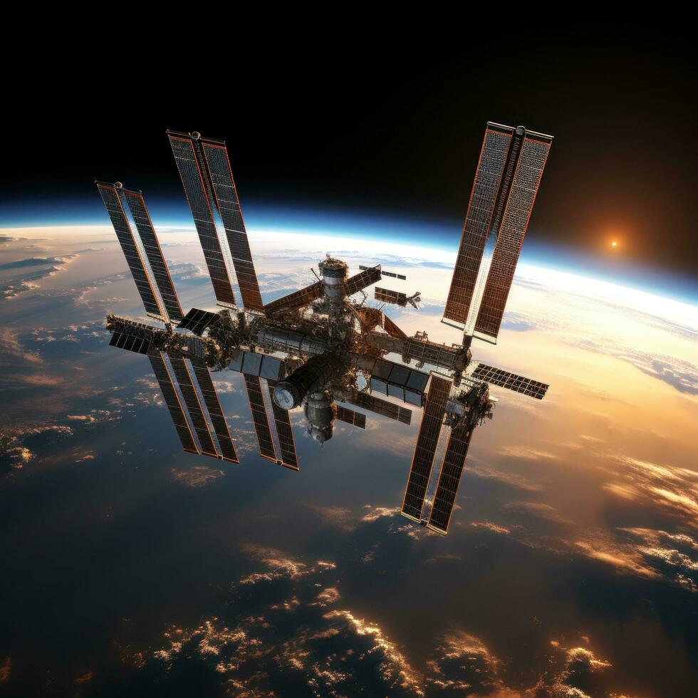internacional espaço estação órbita acima terra foto