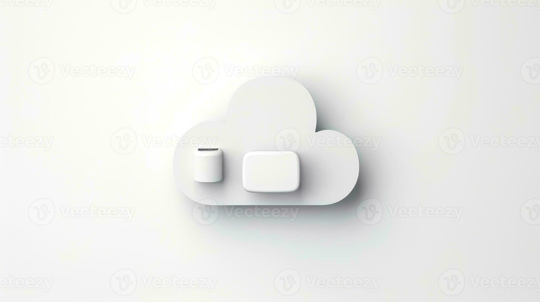 3d branco nuvem ícone mínimo estilo, nuvem Informática conectados serviço, digital tecnologia segurança conceito, generativo ai ilustração foto