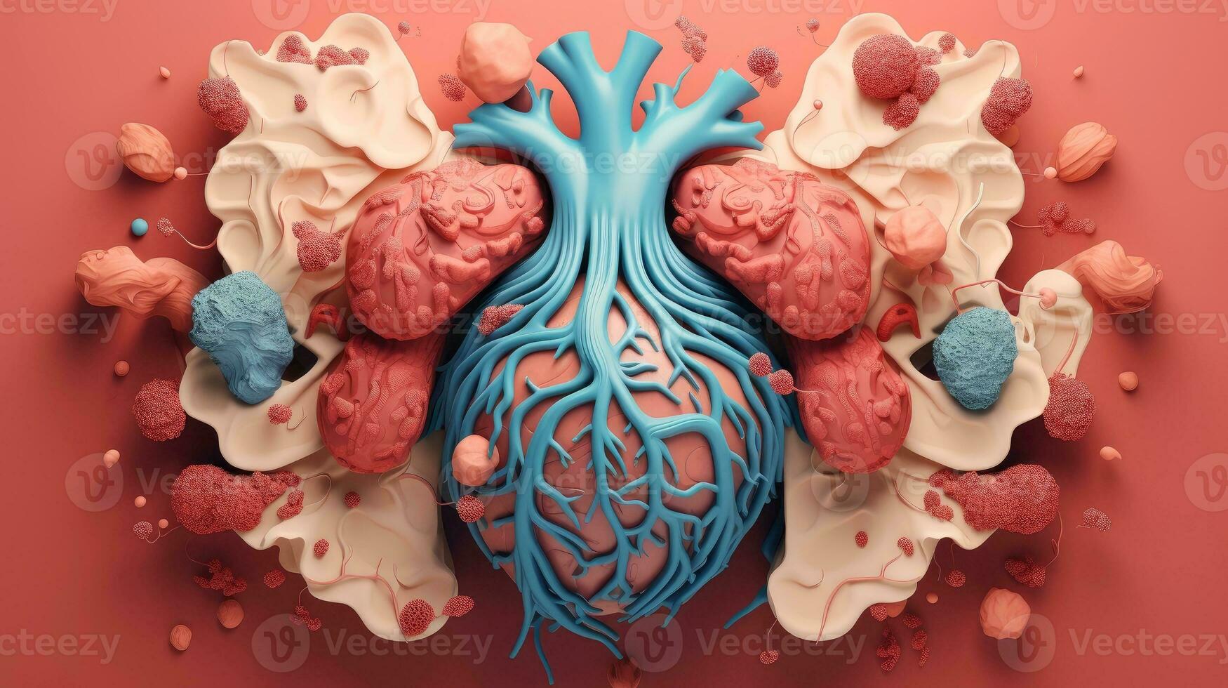 3d ilustração brincar do a humano órgão sistema, anatomia, nervoso, circulatório, digestivo, excretor, urinário, e osso sistemas. médico Educação conceito, generativo ai ilustração foto