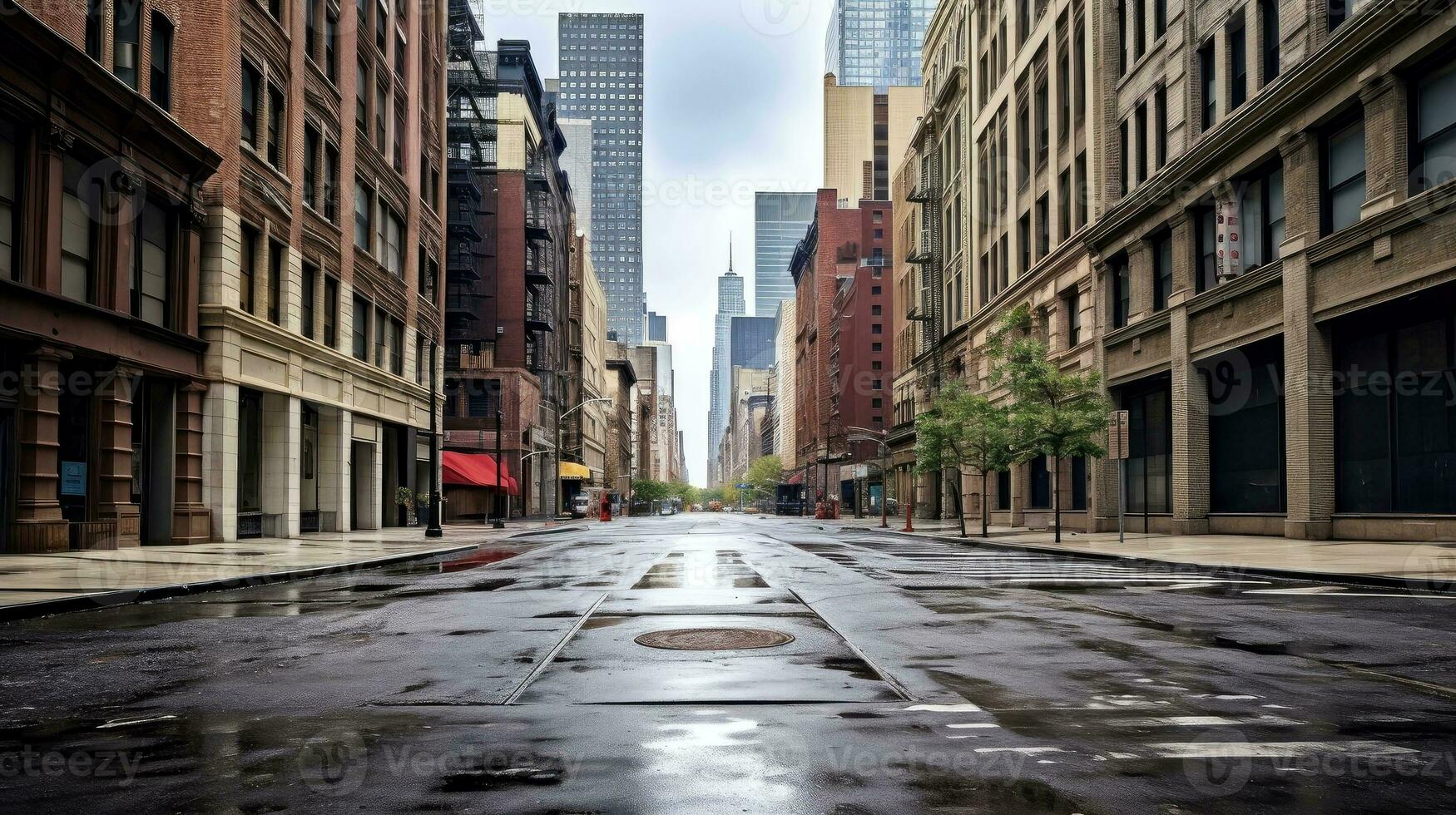 clássico arquitetura e urbano estradas, esvaziar estrada dentro a cidade, generativo ai ilustração foto