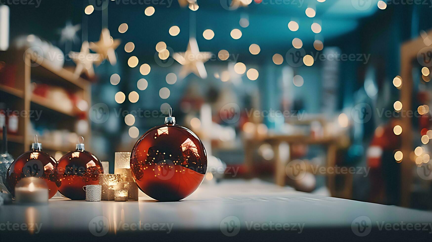 Natal fundo com Natal vermelho decorações. generativo ai foto