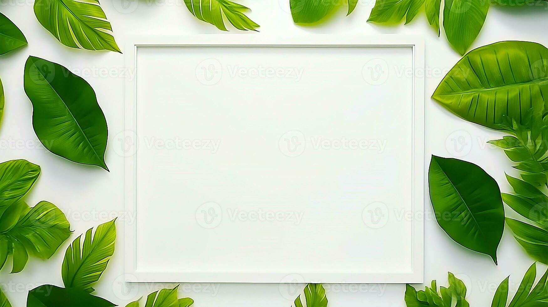 abstrato em branco quadro, Armação brincar disposição com folhas isolado em branco fundo, ai generativo foto
