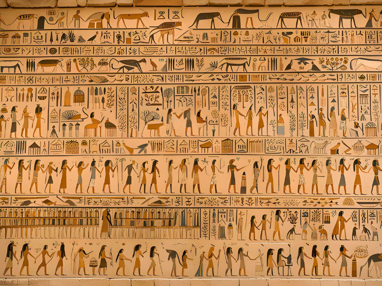 egípcio hieroglífico glifos em a parede do a egípcio têmpora foto