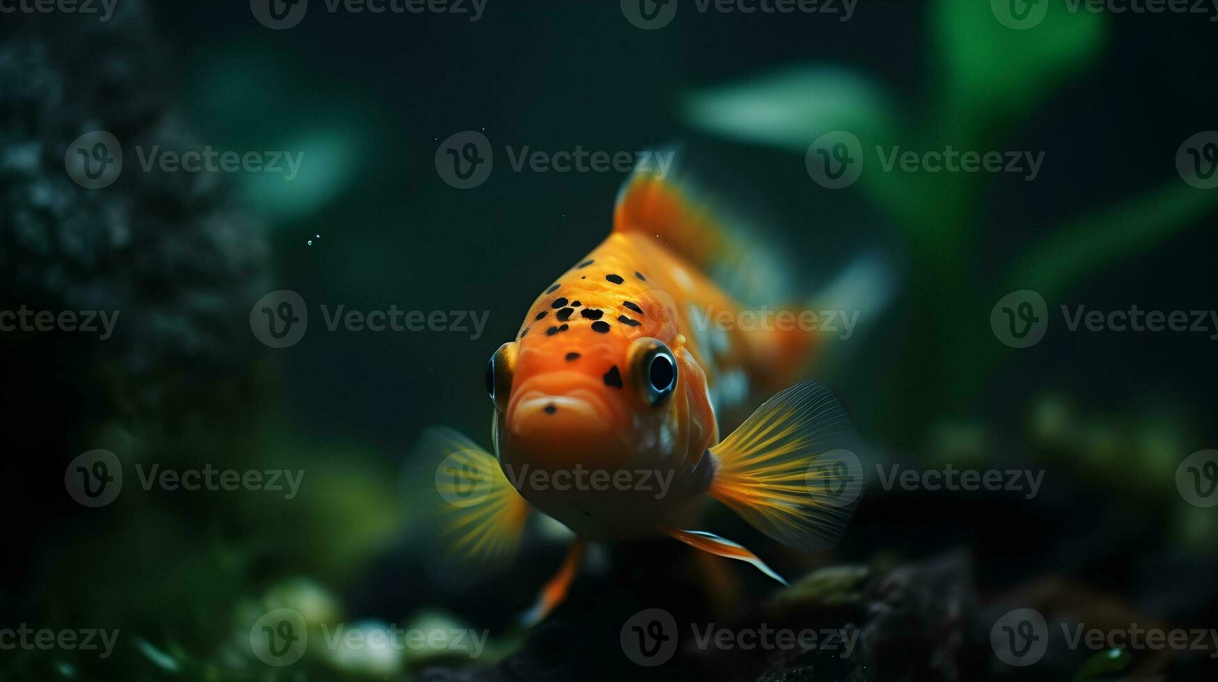 fechar acima laranja peixinho dentro natureza paisagismo dentro fresco água aquário. ai gerado. foto