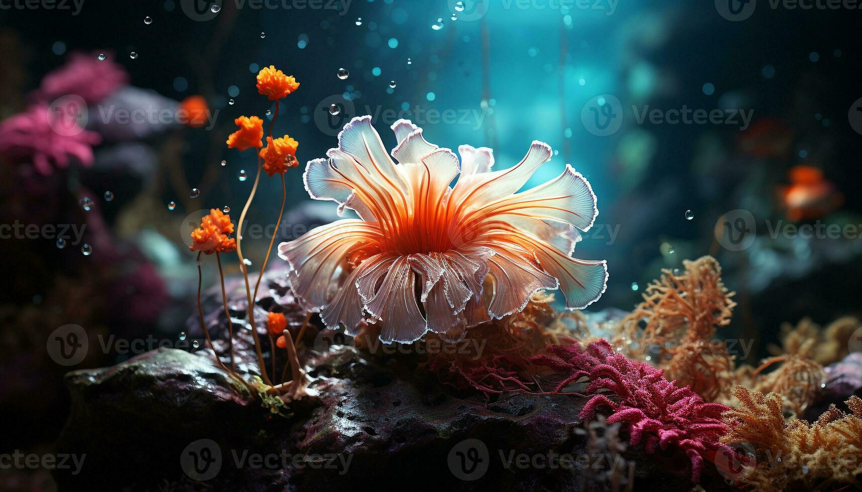 embaixo da agua beleza colorida peixe nadar dentro uma tropical coral recife gerado de ai foto