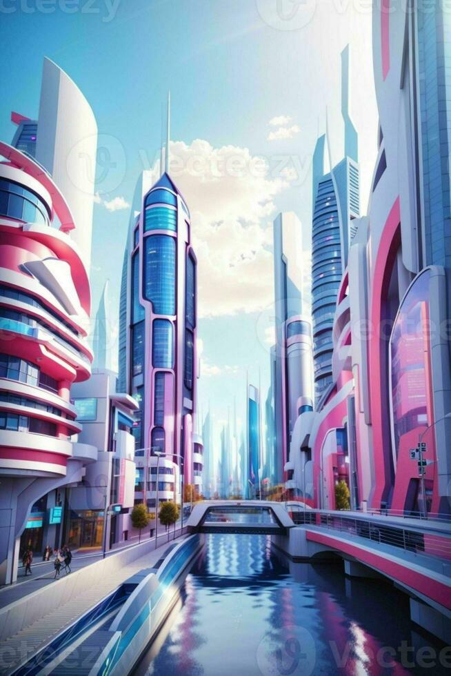 moderno cidade dentro na moda futurismo estilo. ai generativo pró foto