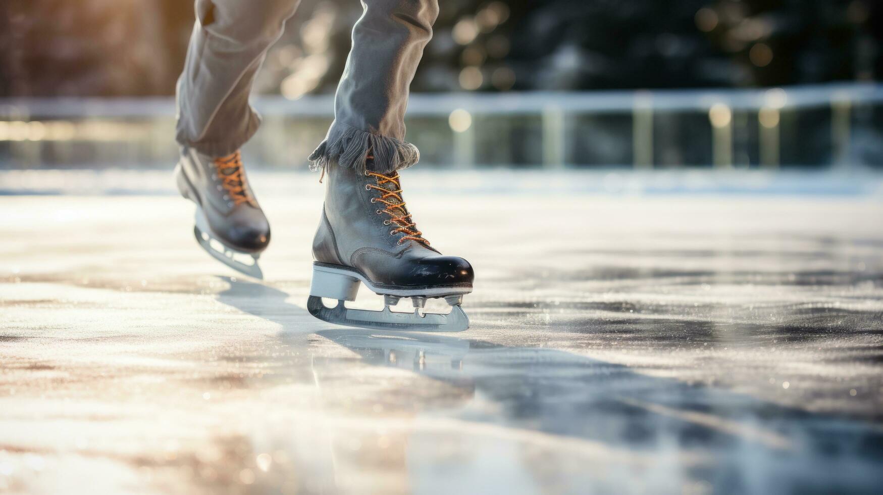 gelo patinação. elegância e precisão em gelado superfícies foto
