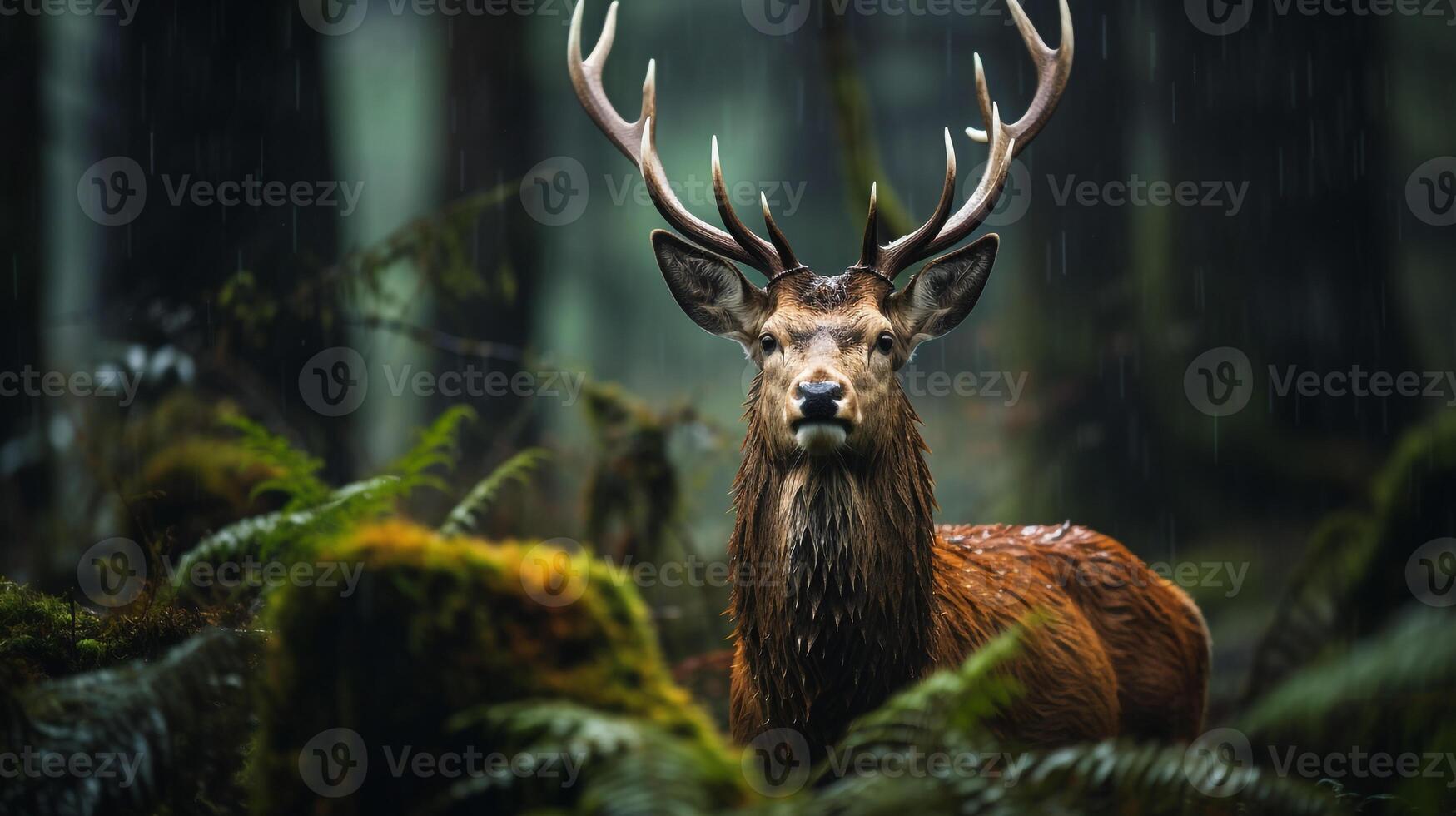 foto fundo do animais selvagens dentro chuvoso floresta ai generativo