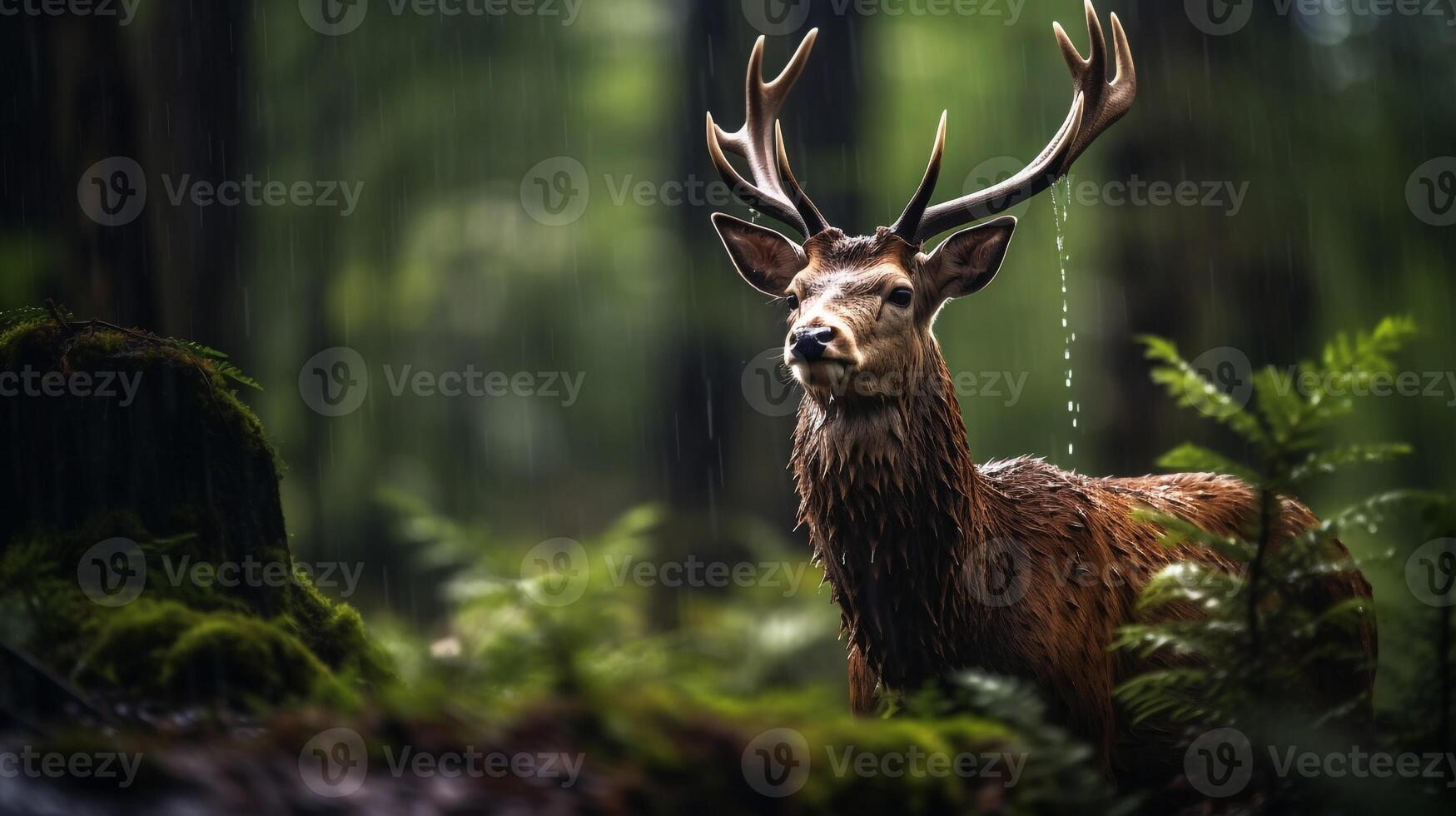 foto fundo do animais selvagens dentro chuvoso floresta ai generativo