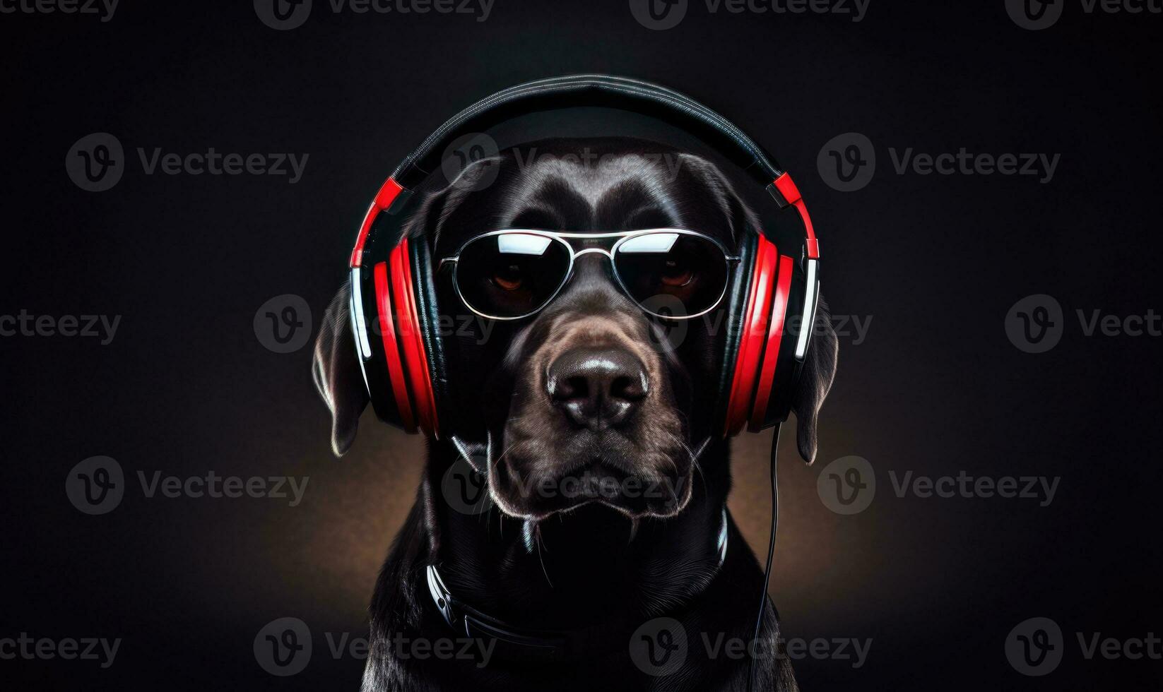 à moda labrador cachorro dj com óculos e fones de ouvido. criada com ai foto
