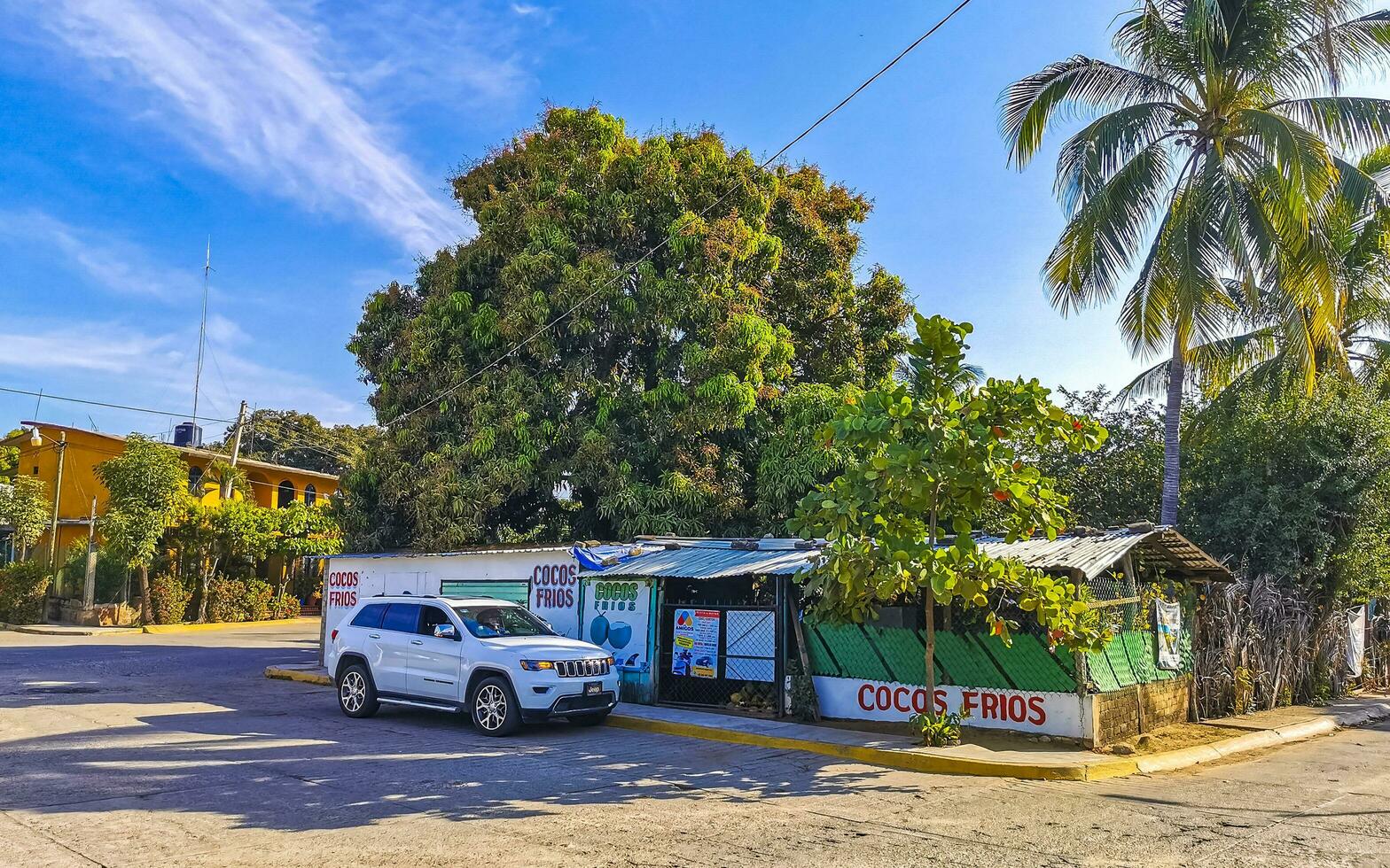 porto escondido Oaxaca México 2023 típica lindo colorida turista rua calçada cidade porto escondido México. foto